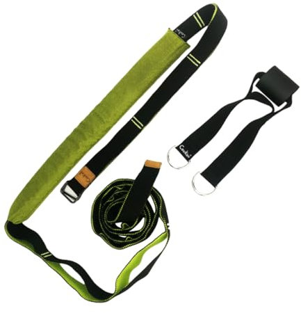 Kisangel Yoga Stretching Beingurt Doppellagig 4cm Breit Gerippt Fitness Tanz Taillentrainingsgurt Aus Elastischem Material Grün Schwarz Trainingsgurt Für Flexibilitätsverbesserung Und Rehabilitation