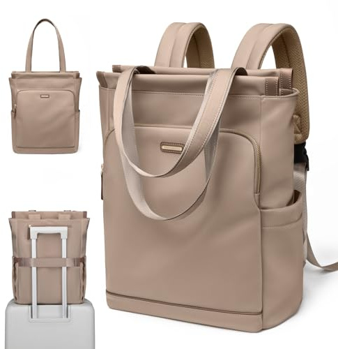 GOLF SUPAGS Convertible Computers Backpack for Women Casual Daypack Notebook Tote Bag for Work College Travel Leisure (Champagne)
