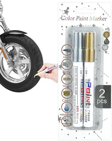 Buhygn Reifenfarbenmarker, Autofarbenmarker, Schichtstiftwerkzeug, Langlebige, Fade -resistente Tinte, Multifunktionales Kratzerfix -Kit, Weiß, Für Auto, Motorrad, Fahrräder