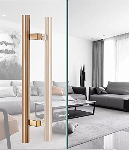 SBCGFY Heavy Duty Brushed Sliding Barn Door Handle Pull, 60/80/100/120cm Long, Two Sided Stainless Steel Push Pull Bar Handle, Bathroom/Front Door/Office(Rose Gold-60cm(23.6in))