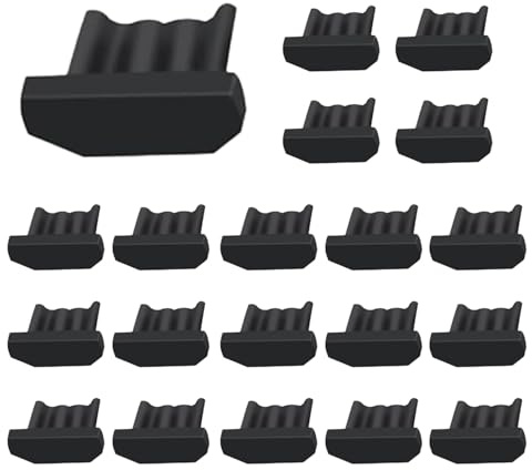 klahh 20 Pcs Silicone USB Plug Cover Charging Port Plug Combo-Pack USB Port Covers Anti Dust Cap Port Plugs Lid for Tablet PC Notebook Laptop (Black)