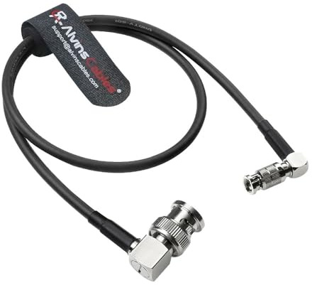Alvin's Cables Micro BNC a BNC Cavo 12G-SDI ALTA VIDEO 4K Video Cavo coassiale, 75 ohm Ultra-soft per Blackmagic Video Assist 5 Monitor, angolo retto 50cm | 19,7 pollici