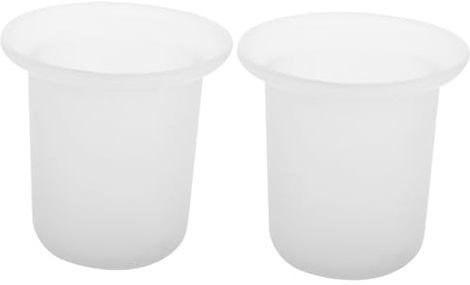 RORPOIR 2 Pezzi Scopino per Wc in Vetro Satinato Bianco Supporto Antiscivolo Facile da Pulire Accessorio Salvaspazio per Bagno Moderno Minimalista
