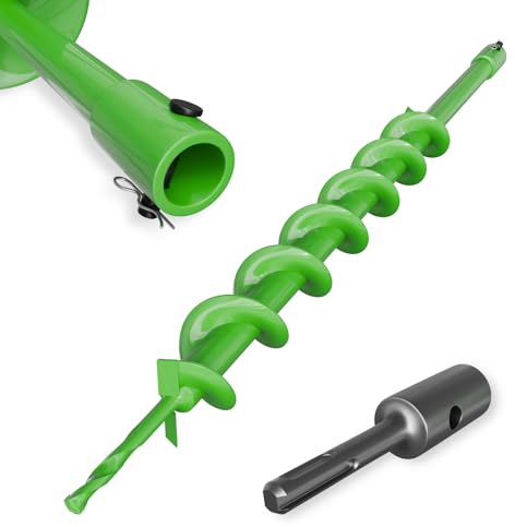 ZENIX Gartenbohrer Erdbohrer für Bohrer 60mm×800mm mit Sicherungsbolzen & Adapter,Mit normaler Bohrmaschine nutzbar, Erdbohrer für Pfahlbohrer Brunnenbohrer Aushubarbeiten, Zaunbau und Garten.