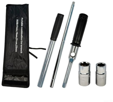 Besttoolifes Juego de llaves extendidas de alta resistencia, llave de lengüeta extendida cruzada, plegable, con unidad de 1/2 pulgada, múltiples tamaños de enchufe, para taller de automóviles