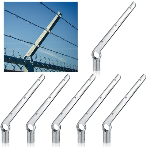Otoolling 6 Pcs 1-5/8 Barbed Wire Arm, Hot Dip Galvanized Steel Fence Height Extender, Cornered Barbwire Arm Extensions for Chain Link Fence, 45-Degree