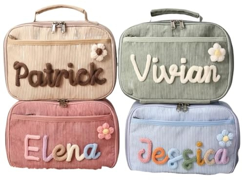 Bolsa Térmica Personalizada Para Niños Y Mujeres, Nombre Personalizado, Bolsa Escolar Bonita Con Forro Interior A Prueba De Fugas(Pink)