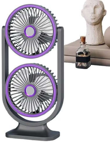 Genérico Ventilador De Escritorio Silencioso,Recargable USB y Silencioso - Ventilador Pequeño Potente De Doble Cabezal Para Exterior Escuela Hogar Dormitorio Sala De Estar