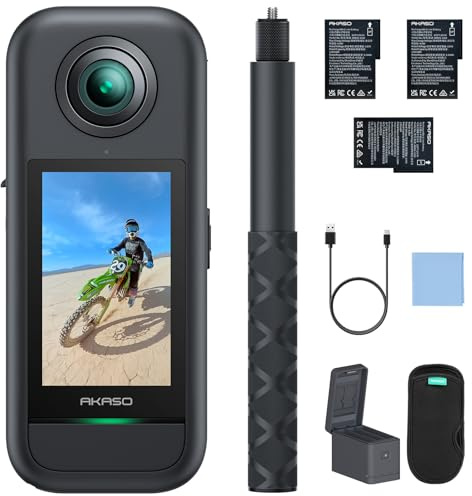 AKASO 360 Creator Combo - 360° Action Camera with 5.7K 360° Video, 72MP Photo, SuperSmooth Stabilization, Horizon Lock, AI Tracking, Invisible Selfie Stick, Touchscreen