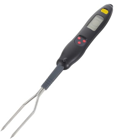 ORFOFE Digital Meat Thermometer Fork with Stainless Steel Probe Temperature Indicator for Grill Cooking Doneness Settings Ergonomic Handle for Kitchen Bbq Restaurant Use
