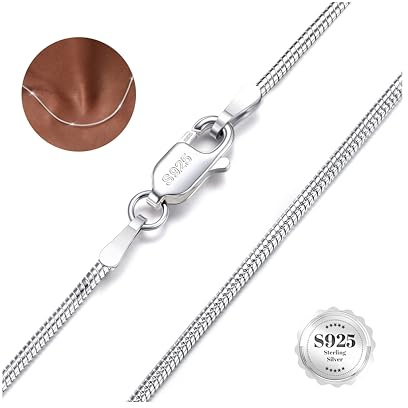 CASSIECA Kette Silber 925 Damen Silberkette Damen 925 Ohne Anhänger 41-61CM | Halskette Damen Silber 925 Silberkette Damen 925 Brillante Kette Schlangenkette Halskette für Anhänger Wasserfester Schmuck