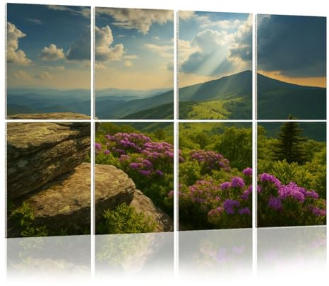 8 Pack Acoustic Foam Panels Sound Proofing Appalachian Trail Roan Mountains Rhododendron Bloom Blue Ridge Acoustic Wall Panel Soundproofing for Livingroom Nursery Room 120x80cm Home Decor