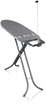 Leifheit Table à Repasser AirBoard M Black, Planche à Repasser avec Effet de Repassage Double Face, Design Moderne, 120 x 38 cm, réglable en Hauteur pour Un Repassage sans Effort, Grande stabilité