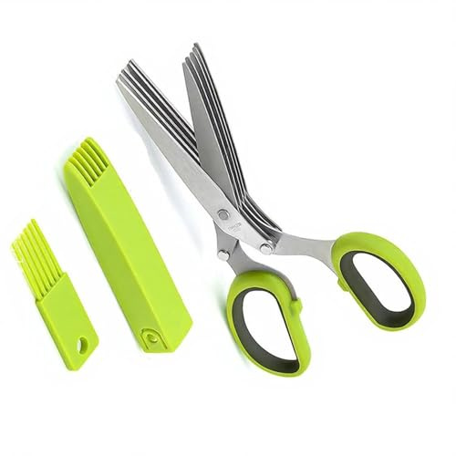 5-Blade Multi-Use Kitchen Shears with Cover Dishwasher Safe Steel Scissors for & Paper Shredding Multifunctional Vegetable Cutter