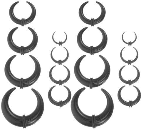 MOKKHNB 16 delar septum stretching piercing kit - septum pincher tapers ringar - broskpiercing - expanderringar för näsa öronspetsar 1,6/2/3/4/5/6/8/10 mm