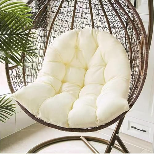 YTFSKFUI Egg Chair Cushion, 120×80cm Waterproof Thicken Oversized Hanging Basket Cushion, Soft Polyester Seat Pad for Indoor Outdoor Hammock Patio Balcony Bedroom (Beige)