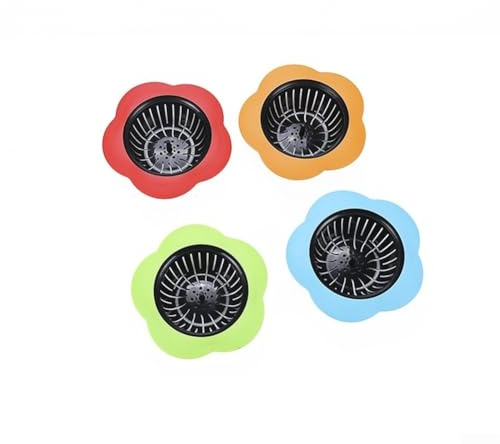 Lot de 4 filtres d'évier en plastique pour évier de cuisine Motif floral