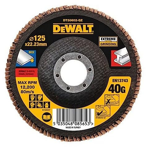 DEWALT DT30602-QZ Disque à Lamelle K40 Plat, Gris, 125 mm