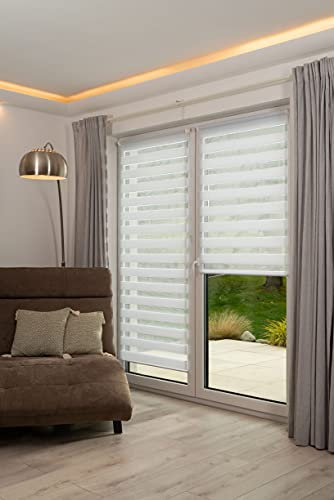 K-home 517667-10 Klemmfix Doppelrollo Madrid ohne Bohren Weiß 70 x 200 cm (B x L)