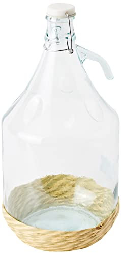 Home Glasballon mit mechanischem Deckel, 5 Liter, transparent/beige, 18 x 18 x 35 cm