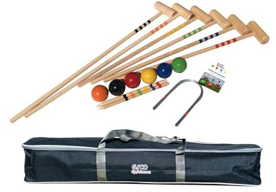 GICO Qualitäts Krocketspiel Family – Krocket aus Holz für Kinder und Erwachsene 6 Personen mit Transporttasche 3236