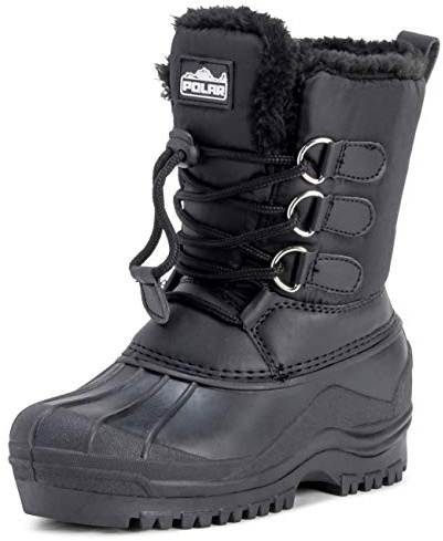 Enfants Unisexes Nylon Boue Neige Chaleureux Pluie Bottes De Fourrure - BLK36 - AYC0162