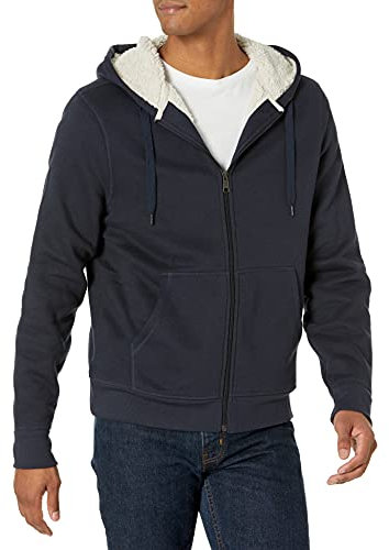 Amazon Essentials Men's Sherpa-fodrad fleecetröja med dragkedja, Marinblå, M
