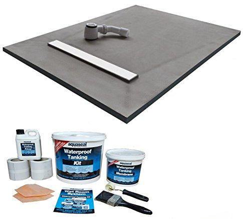 Wetroom Shower Tray & Aqua Kit 1500 x 900 x 30mm Linear Tile on Grate