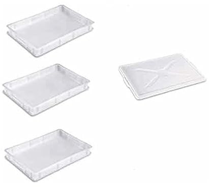 BOTTIGLIERI CASALINGHI GIGANPLAST | Trio di scatole di pasta con 1 coperchio per alimenti in plastica, ideale per pane e pizza, servizio e sovrapposbile, 30 x 40 x 10 cm