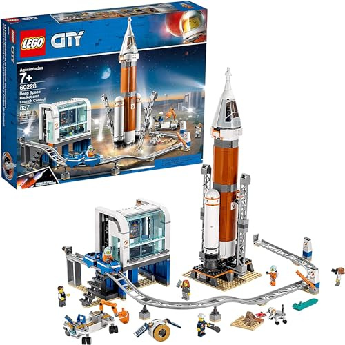 LEGO City Space 60228 La fusée Spatiale et sa Station de Lancement avec Centre Spatial (837 pièces)