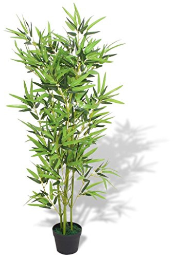 Tidyard Plante Artificielle avec Pot Bambou 120 cm Vert - Idéal pour la Décoration de la Maison/Bureau - Belle et Durable