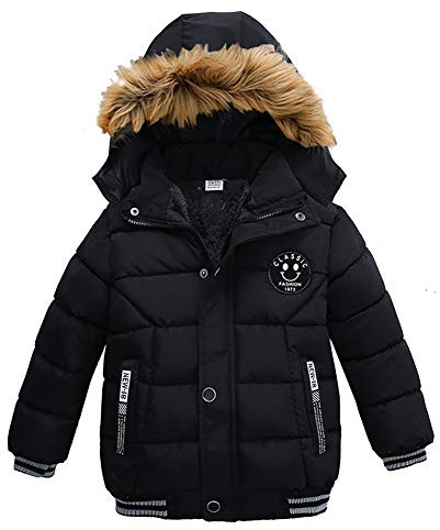 SG-TECH Pojkens vinterjacka kamouflage kappa parkas jackor med huva, svart, 3-4 �r