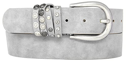 Zakatte • Damen schlichter Gürtel aus Kunstleder mit Strass Damengürtel Taillengürtel Jeansgürtel Hüftgürtel Bikergürtel BS043