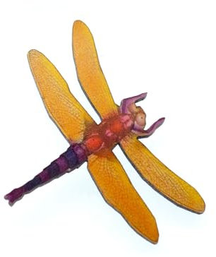 Miniblings Libelle Brosche bedruckt Holz Tier Insekt Orange - Handmade Modeschmuck I Anstecknadel Button Pins