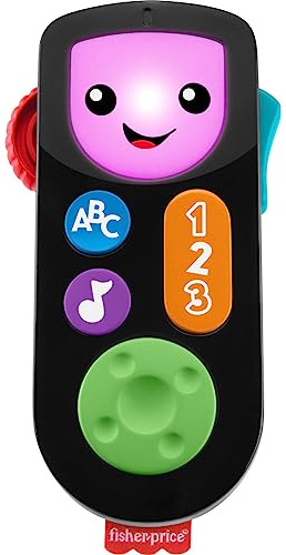 Fisher-Price Baby & Småbarn Leksak Skratta & Lär dig Streama och Lär dig Fjärrkontroll Låtsas TV-kontroll med musik och ljus för spädbarn i åldrarna 6+ månader