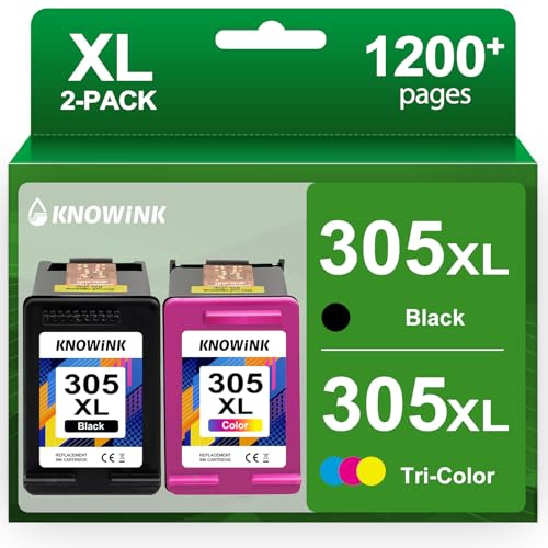 KNOWINK 305 XL Cartuchos de Tinta 305 XL Negro y Color Multipack Compatible para HP DeskJet 2710 2070e 2120 2721 4120 HP Envy 6020e 6010 6032 6034 6020e 6420 Impresora(2-Pack)