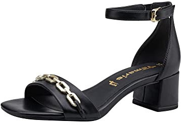 Tamaris Damen Sandaletten, Frauen Sandalen,TOUCHit-Fußbett,Riemchensandalen,elegant,Leichter Absatz,Sommerschuhe,Freizeitschuhe,Black,37 EU