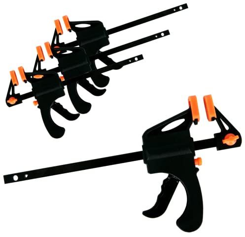 ZENO 4 Inch Ratchet Bar Clamps | 4 Pack | Black | Heavy Duty | One Handed Trigger Release | Non-Marking Jaws | Ideal for Woodworking, Carpentry & DIY Projects