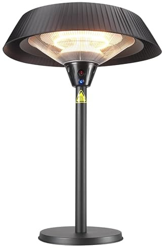 Heat Outdoors Shadow Diffusion Table Top Heater - 2.1 kW Carbon Elements Free Standing Patio Heater - Water-Resistant Stylish Outdoor Portable Heating Unit