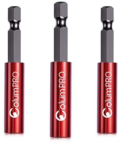 ColumPRO 3 stycken 60 mm magnetisk bithållare för slagnyckel, 1/4 tum sexkantsskaft S2 stål magnetisk skruvmejselförlängning, rak utan att böja borrförlängningen