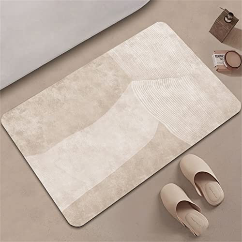 Badezimmerteppich, Badematte Rutschfest, 50x80cm Bad Teppich LäUfer, Duschmatte, Badteppich Badvorleger Rutschfest Waschbar, Antirutschmatte Dusche, Teppich Badezimmer, Bathroom Bath Mat, Beige