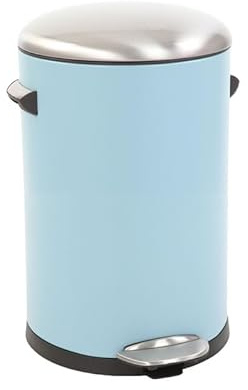 PROREGAL Retro Treteimer mit markanten Griffen und Kugelkappe | 12 Liter, HxØ 41,2x25cm | Kunststoff-Inneneimer | Hellblau