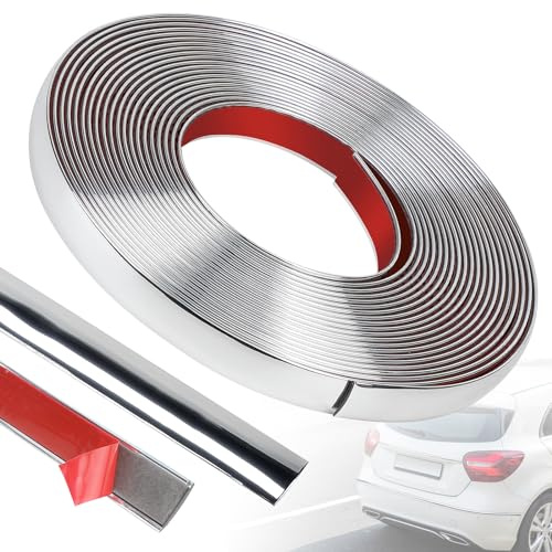 efuturetime Zierleisten Chromleiste Selbstklebend 20mm × 8m Glanz Silber | Dekorative Leiste, Universal, Stuckleisten Wand für Auto, Spiegel, Wand, Tür und Möbel