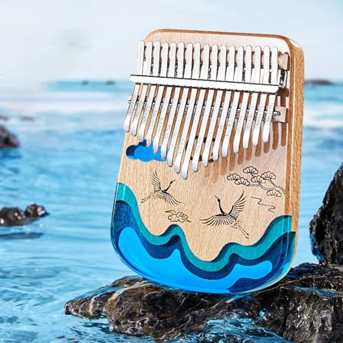 Tyenaza Piano à Pouce Portable, Mini Instrument De Musique en Résine Kalimba à Plusieurs Tons pour Cadeaux Musicaux pour Enfants(17 Tone-Crane)