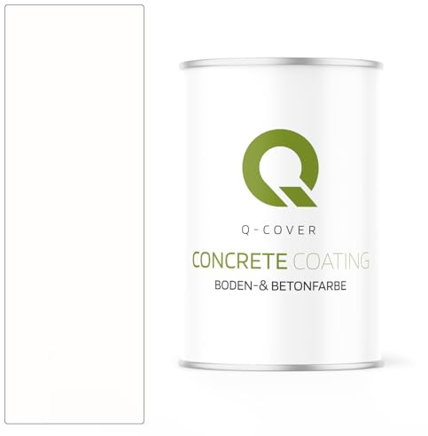 Q-COVER Bodenfarbe Betonfarbe Weiß 0,9L Garagenboden Bodenbeschichtung für Innen Kellerfarbe Fußbodenfarbe