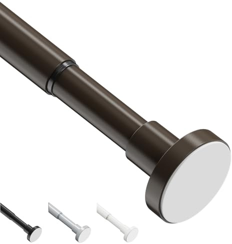 WELDUN Asta estensibile per tenda, 48-154 cm, senza trapano, asta telescopica per tenda da doccia, asta a molla regolabile per finestra, bagno, camera da letto, bronzo