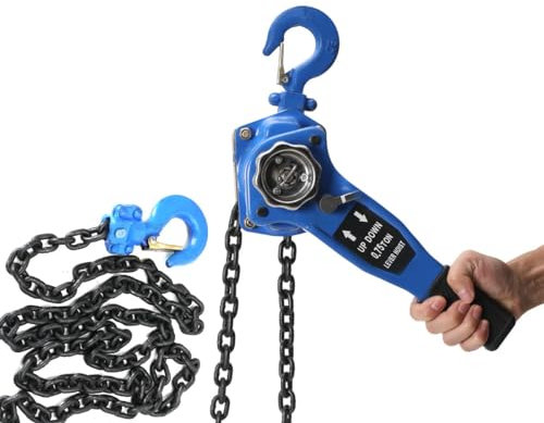 ECUTEE Manual Chain Hoist Lever Block Come Along Puller Ratchet Type Tool, 0.75Ton 1653lbs Capacity 9.8FT Chain Length, Lift Chain Hoist for Garage Warehouse Factory Dock Lifting Pulling Transport
