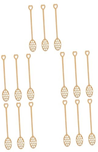 MAGICLULU 15 Piezas Amor Cuchara de Miel palitos de Miel Huecos Beber una Cuchara para Palo para Remover cucharón de Mermelada Cuchara de cucharas de Miel de Madera