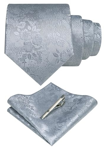 JEMYGINS Herren Blumen Krawatten und Einstecktuch Sets mit Krawattenklammer erhältlich