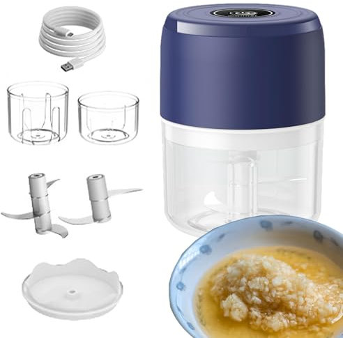 Generico - Tritatutto Elettrico Portatile per Aglio e Verdure, Tecnologia di Taglio Avanzata, Multi Scena, Blu